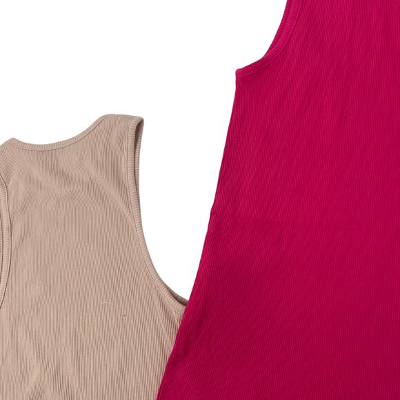 THAKOON Crewneck Ribbed Tank Crop Top Lot of 2 Dusty Hot Pink Pullover Small NEW - Picture 4 of 8
